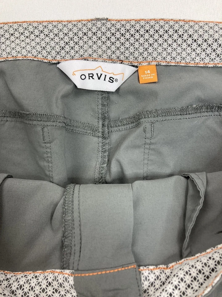 Orvis Traveling Nylon Stretch Hiking Camp Capri Cargo Pants Womens Sz 14 Gray - Image 2 of 4