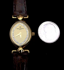 Wristwatch, Lady's, French Michel Herbelin Gold Faux Diamonds Crocodile 