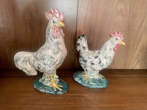 Stangl RARE Gray #3445 Rooster and #3446 Hen Figurines - Picture 1 of 7