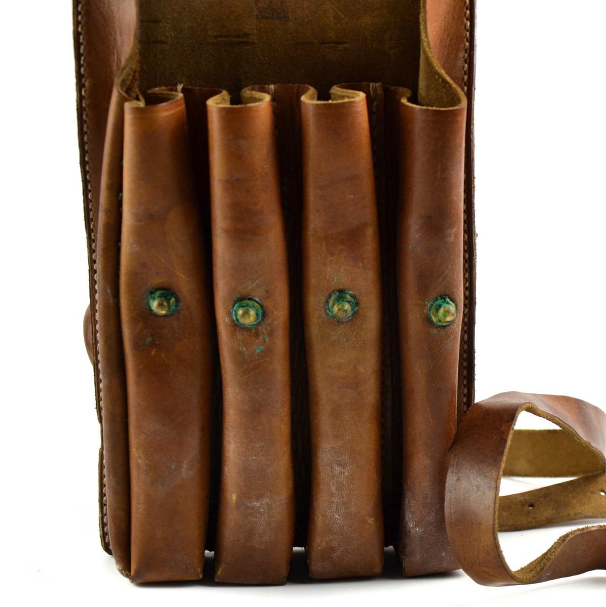 Original Yugoslavia Serbian army pouch M65 leather ammo 4 cell