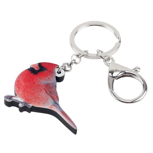 Acrylic Red Northern Cardinal Bird Keychains Car Key Ring Animals Charms Jewelry - Picture 2 of 5