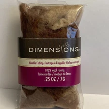 Dimensions FeltWorks 100% Wool 1) Brown Curly Roving 0.25oz Needle Felting Craft