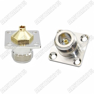 1x RG402 Cable N Female Jack Flange 4 Hole Solder RF Connector Semi-rigid 0.141''