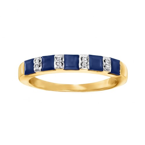 10K Yellow Gold Natural Blue Sapphire Eternity Band, 10K Yellow Ring For Women