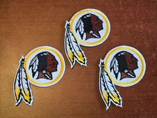 Washington Redskins Three 3" Iron On Embroidered Patches FREE Shipping!!