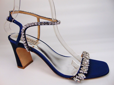 Badgley Mischka Womens Marilee Navy Ankle Strap Evening Heels