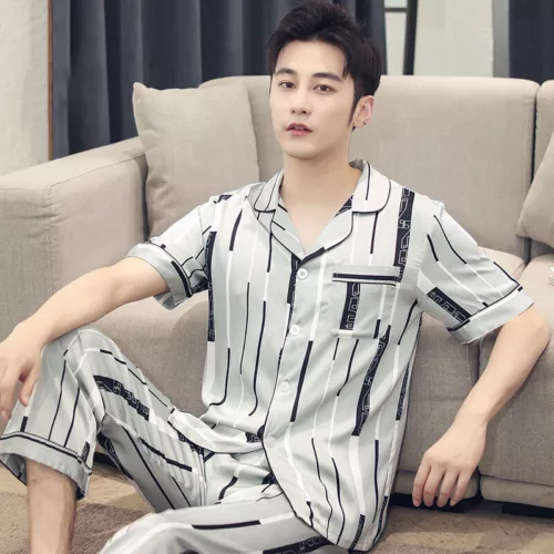Luxus Herren Seide Satin Pyjama Set Weich Pyjama Langarm Nachtwäsche Loungewear - Bild 64 von 74