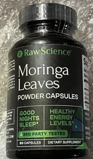 Raw Science Moringa Leaves Powder Capsules 800mg,  Energy & Better Sleep 60 ct
