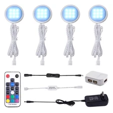 AIBOO RGB Color Changing LED Under Cabinet Lights Kit,Multi Color Puck Lights