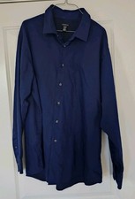 Van Heusen Men's Long Sleeve Dress Shirt Size XXL 18-18 1/2 Blue W/ Pin Stripes