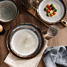 Melamine Dinnerware Set, 12 Pcs Dishware Sets, Plate and Bowl Set Service for...