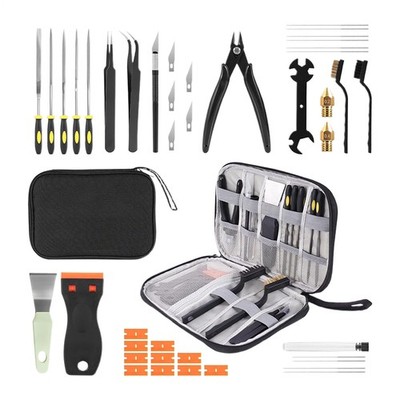 Professional 34-Piece 3D Printing Toolkit With Nozzle Cleaners, Scrapers & Files
