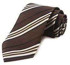 Men's Plaid Striped Tie Floral Patterned Business Designer One Size Brown