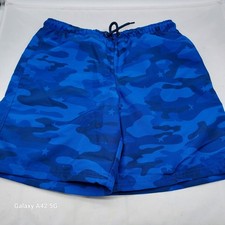 DSG Boys Blue Camo Rec Shorts Size Large 14-16 Athletic Fit Stars Mesh Lined NWT