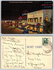 Juarez Avenue Night Juarez Mexico Whiskey Postcard