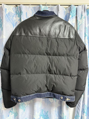 Dsquared2 Down Jacket Denim & Nylon Combi Size 50 Leather Details