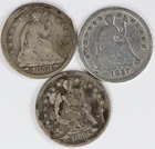 13 Holed, Bent, Cleaned, Scratched Seated Liberty One Half Dimes