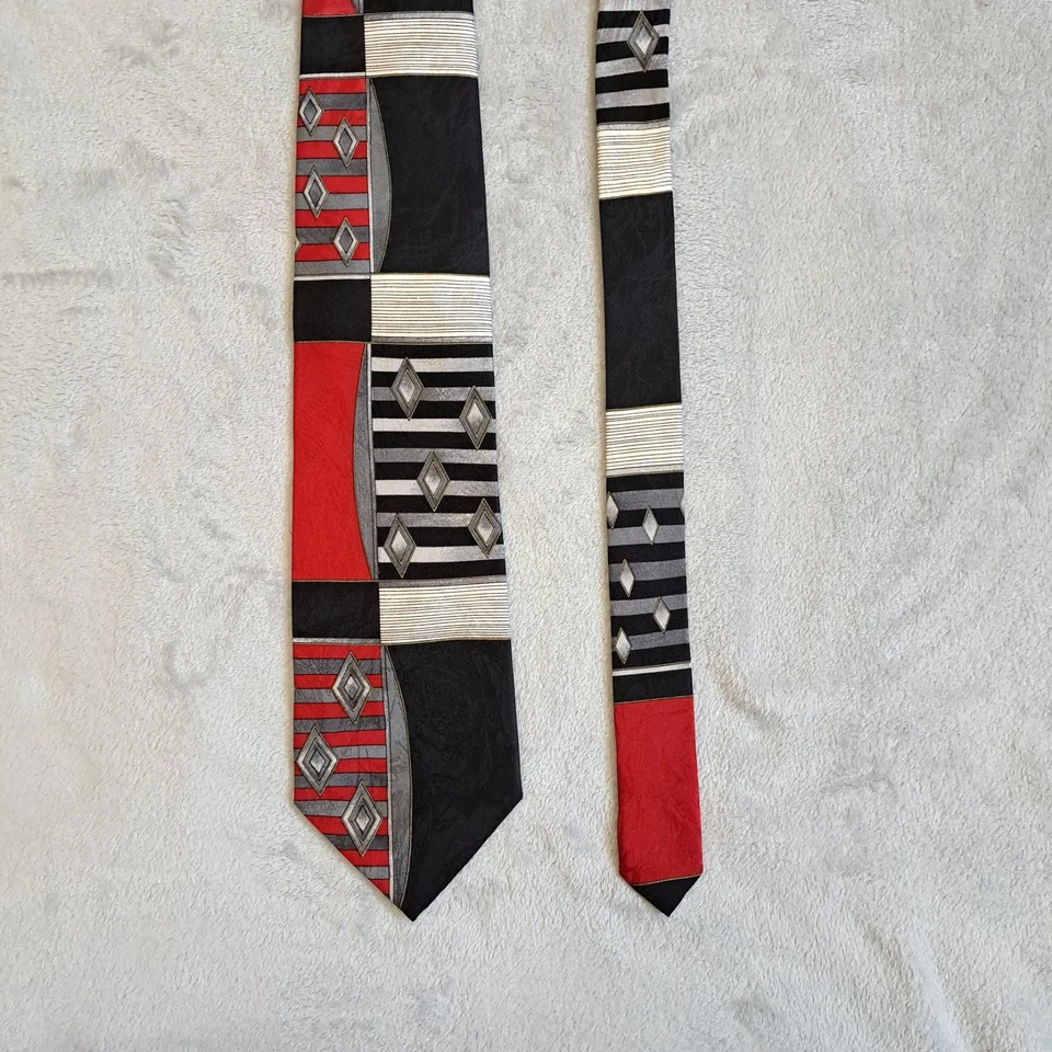 Pierre Balmain Париж мужской 100% шелк галстук платье костюм бизнес роскошь красный черный  - Изображение 3 из 4