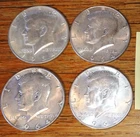 1964 D Kennedy Half Dollars Lot of 4 - 90% Silver (Very Light Circulation)