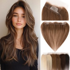 Full Lace Cover Up Frontal Hairline Topper With Wire Remy Human Hair Piece Patch