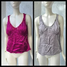 LOT Vtg 90s Y2K Attention 100% Silk Lace Sleeveless Tank Top Boho Fairy Large