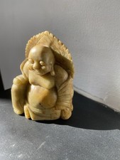 Vintage Laughing Sandstone Buddha Figurine In Perfect Condition.