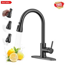 Matte Black Kitchen Faucet, Kitchen Sink Faucet with Pull Down Sprayer Single...