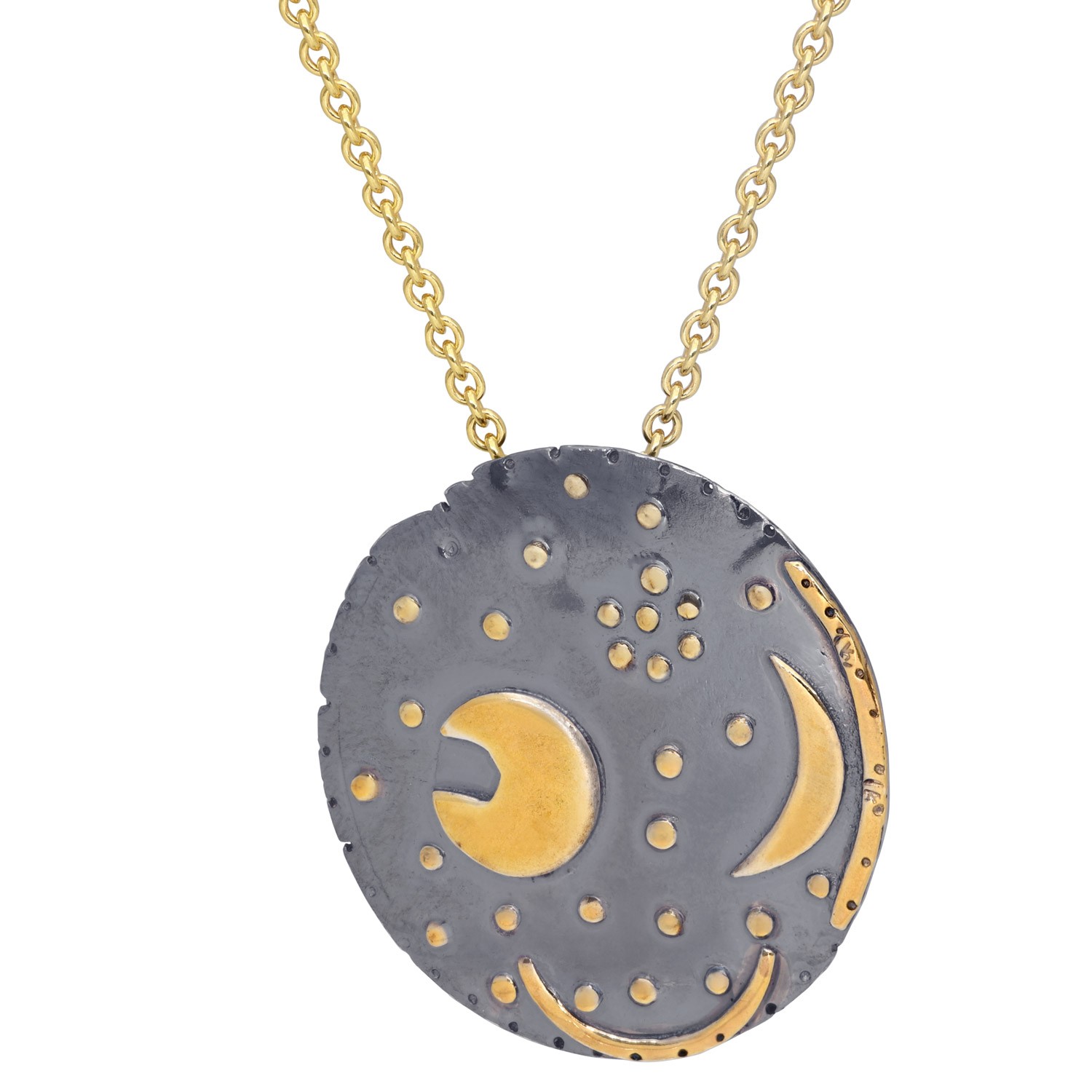 TRENDOR Schmuck Damenkette Himmelsscheibe von Nebra Silber schwarzgold 25 mm 32890₽