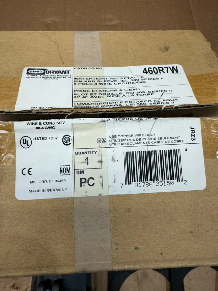 NEW IN BOX HUBBELL BRYANT 60AMP WATERTIGHT RECEPTACLE 460R7W - Image 2 of 4