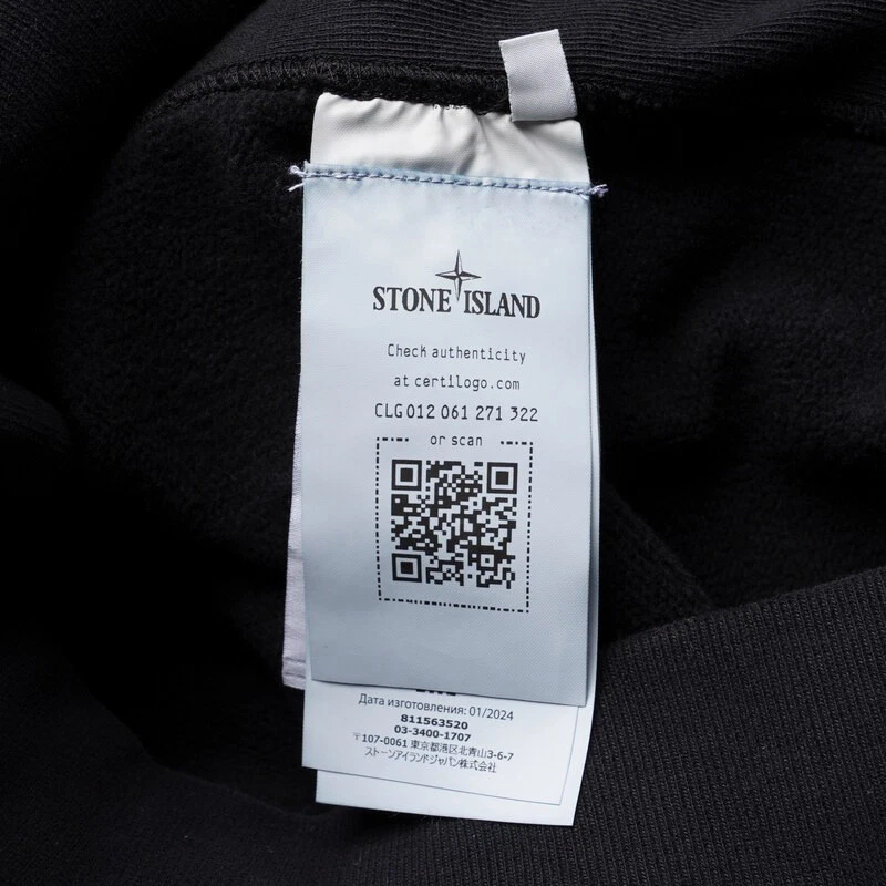 Stone Island Stemma Cotone Nero Patch Pile con Cappuccio Zip 811563520 V0029