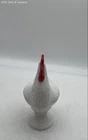 Vintage White Milk Glass Rooster Covered Candy Dish Pedestal Standing Farmhouse