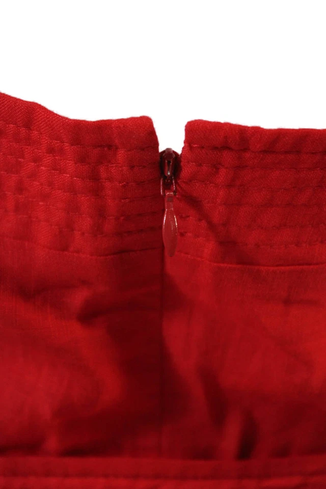 J Crew Mujer Cuello Cuadrado Correas de Espagueti Pierna Recta Mono Rojo Talla 22 Foto 4 de 4