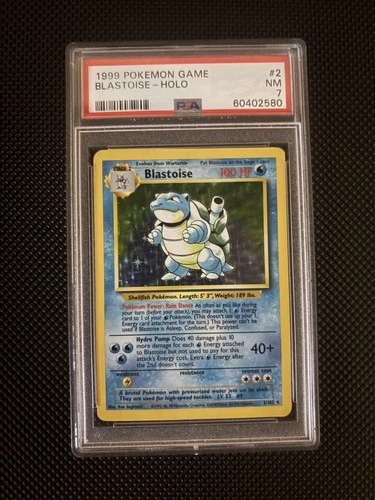 1999 Pokémon Base Set Blastoise Holo 2/102 PSA 7 NM