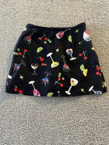 Vintage 1990's Black and Colorful Martini/Cocktail Skort, size 8