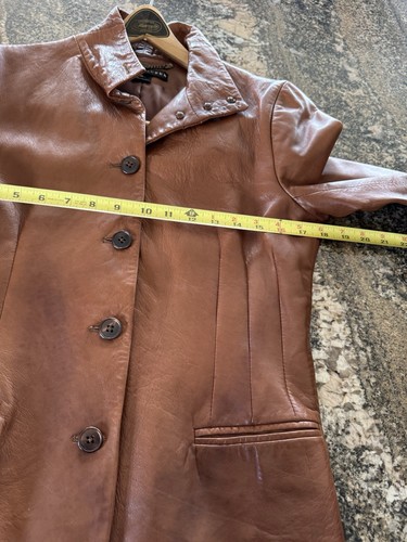 Ralph Lauren Vintage soft Caramel Leather Blazer/Jacket Women size 10 - Picture 8 of 13