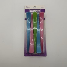 Vintage 2010 Conair Styling Essentials Sectioning Clips 5 Pc Pink Blue Green NIP