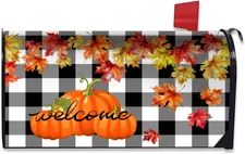 Welcome Fall Mailbox Covers Magnetic Standard Size 18" X 21" Autumn Pumpkin Mail