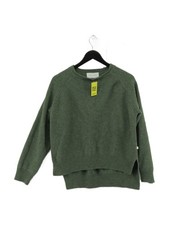 Olive Men's Jumper M Green Wool with Polyamide Round Neck Pullover