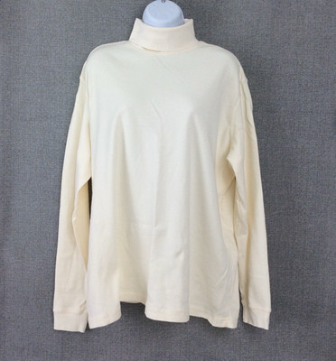 Classic Elements Womens Turtleneck Pullover Top Ivory Cotton 20-22W Layer Vtg