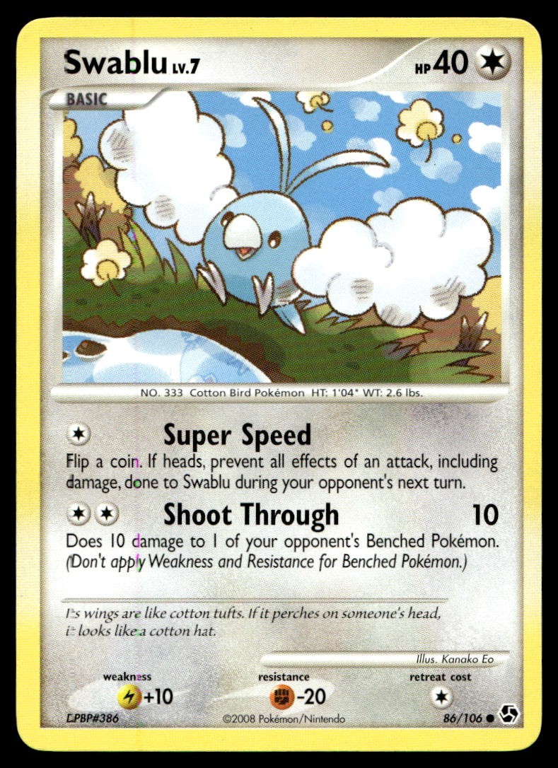 Great Encounters Swablu Common 86/106 2008 Pokemon TCG