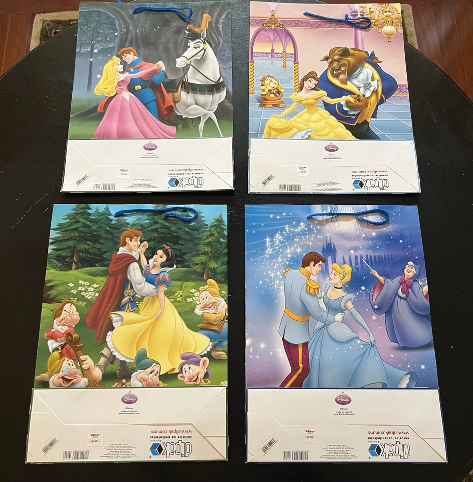 Juego de 4 bolsas de regalo de papel vintage de princesas Disney. Nuevo stock antiguo de KB Toys Foto 2 de 4