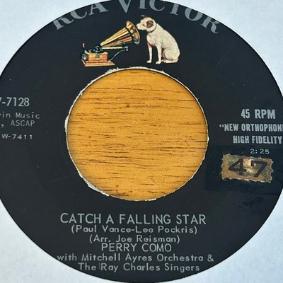 Perry Como   Catch a Falling Star 7'' Record 1957 RCA Victor Pop 45 RPM