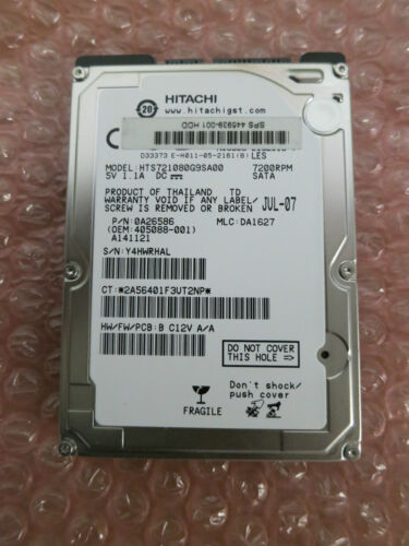 Disque dur pour ordinateur portable Hitachi HTS721080G9SA00 80 Go 7,2 K tr/min SATA 0A26586 - Photo 1 sur 1