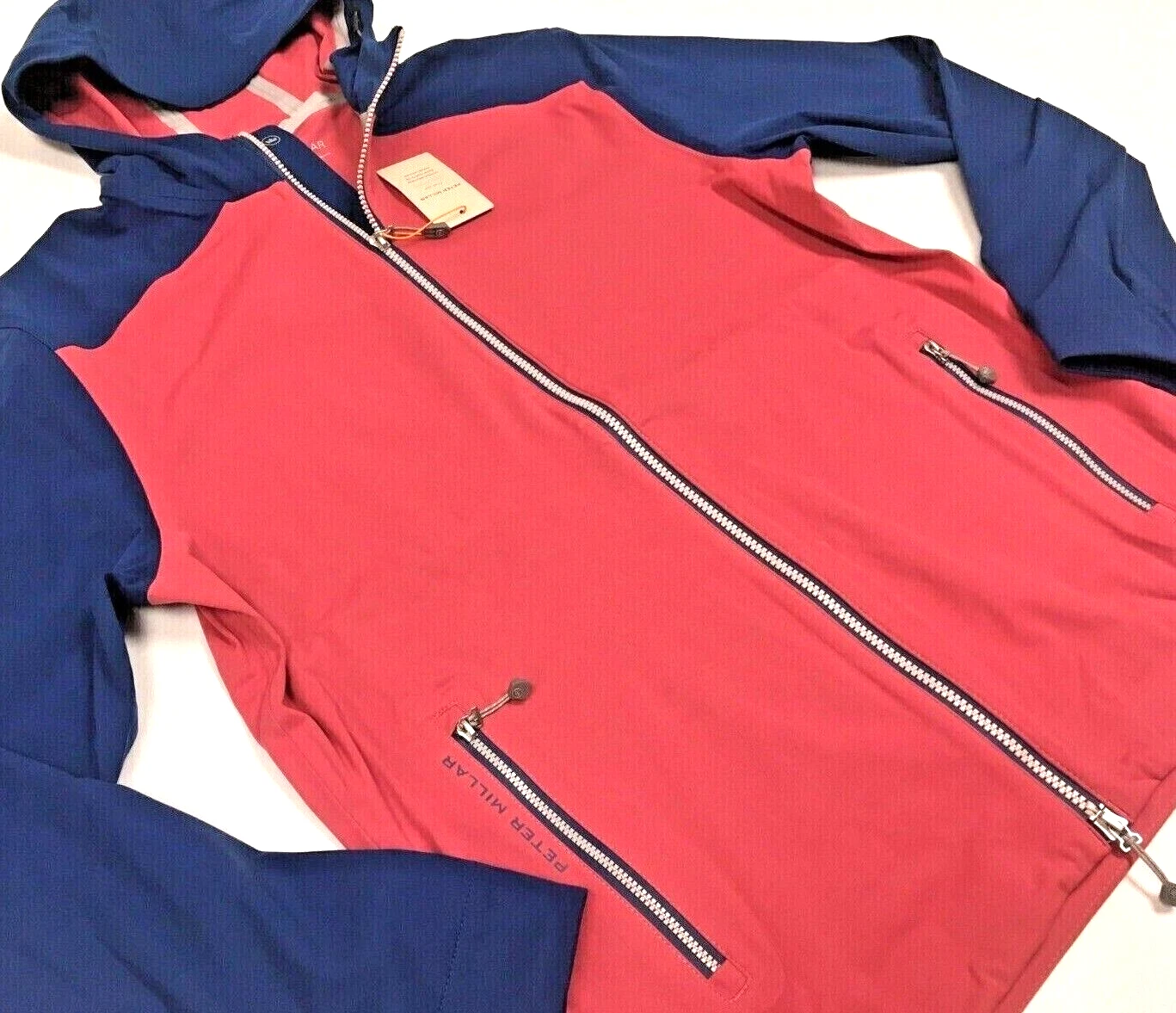 Peter Millar Colorblocked Golf Stretch Windbreaker Waterproof Hooded Rain Jacket
Opens in a new wind
