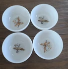 Vintage 4x Fire King Game Birds Milk Glass Cereal Bowls