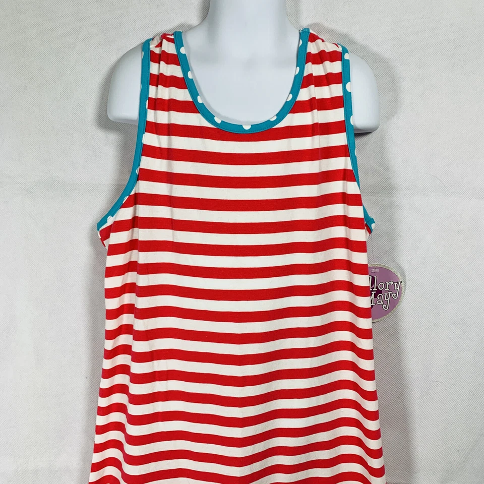 Девочек MALLORY может розовый белый в полоску синий горошек без рукавов полный платье 16 новый - Изображение 2 из 4