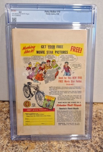 Patsy Walker #18 CGC 5,5 OWW, 1948 FUMETTI TIMELY. AL JAFFEE - Foto 4 di 4