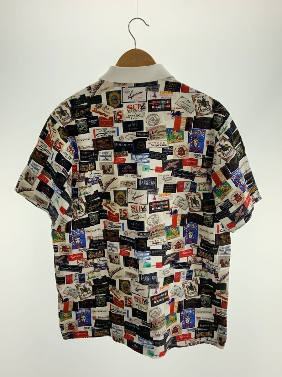 Supreme 21SS/Labels Polo/Polo shirt/M/Cotton/WHT/All-over pattern  