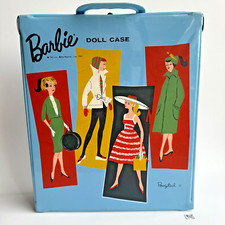 Vintage Original 1961 Mattel Ponytail Barbie Doll  Vinyl Blue Carry Case NICE