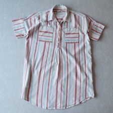 Madewell Chambray Linen Blend Shirt Dress Striped Large Beige